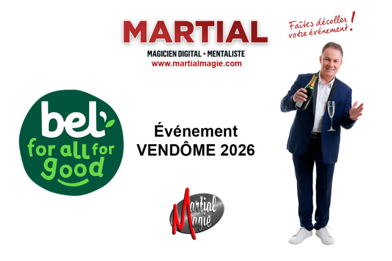 Magicien digital et mentaliste animant un événement du Groupe BEL à Vendôme en 2026