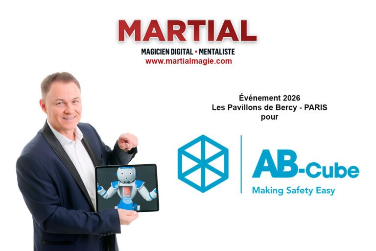 MARTIAL magicien digital et mentaliste lors de l'évènement AB Cube aux Pavillons de Bercy à Paris