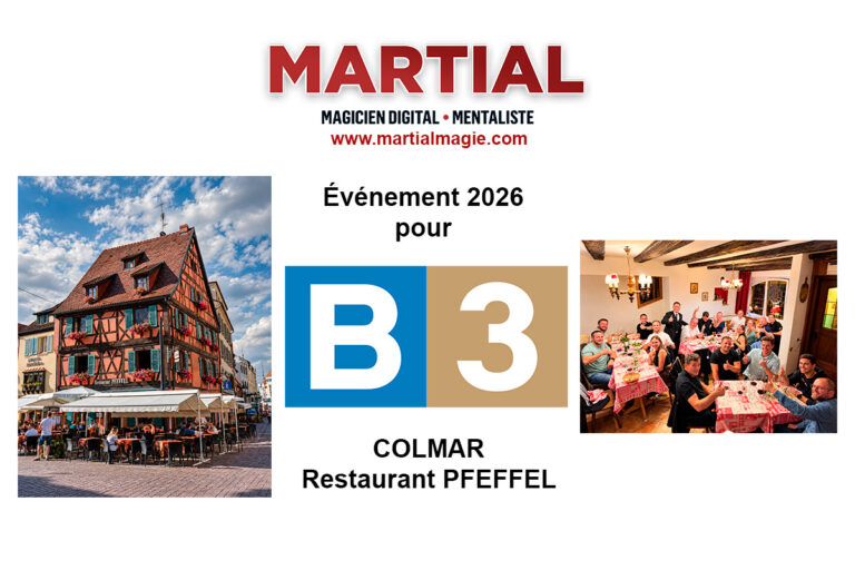 Martial magicien mentaliste à Colmar pour une soirée B3 au restaurant Pfeffel